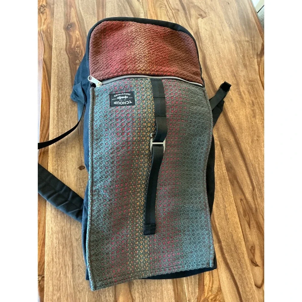 Tchoup Industries Roulez Pack Backpack New Orleans Waxed Canvas Handwoven Panel